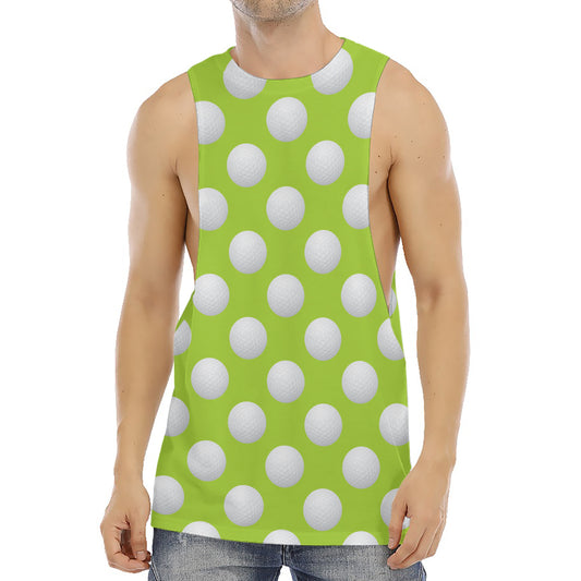 Green Golf Ball Pattern Print Men's Muscle Tank Top