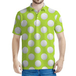 Green Golf Ball Pattern Print Men's Polo Shirt