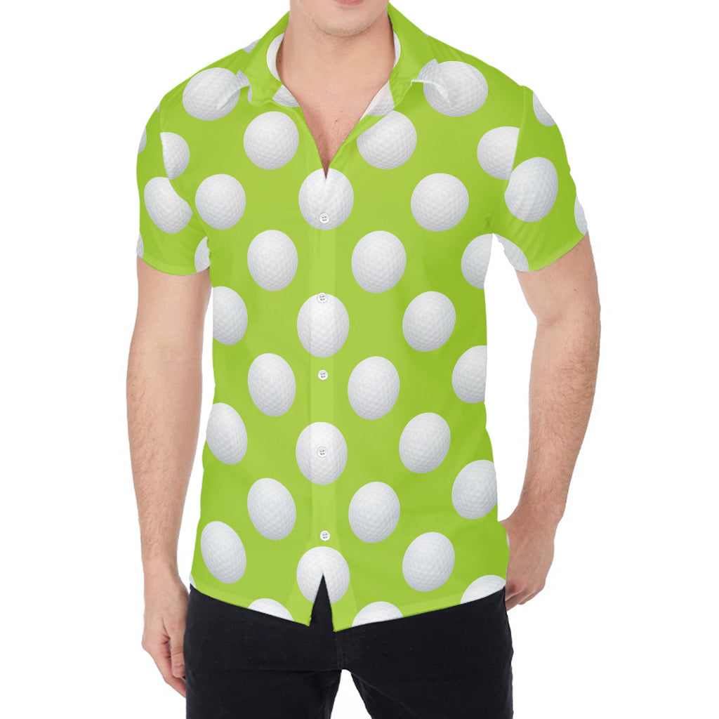 Green Golf Ball Pattern Print Men's Shirt