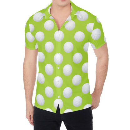 Green Golf Ball Pattern Print Men's Shirt