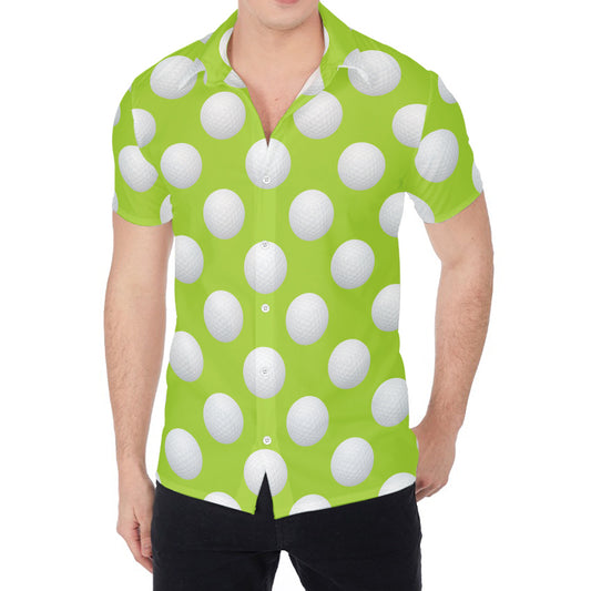 Green Golf Ball Pattern Print Men's Shirt