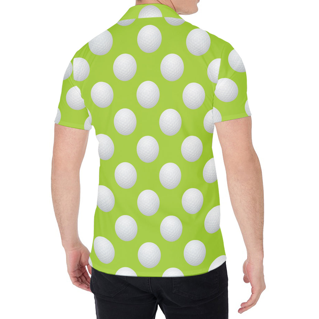 Green Golf Ball Pattern Print Men's Shirt