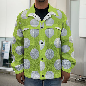 Green Golf Ball Pattern Print Men's Shirt Jacket