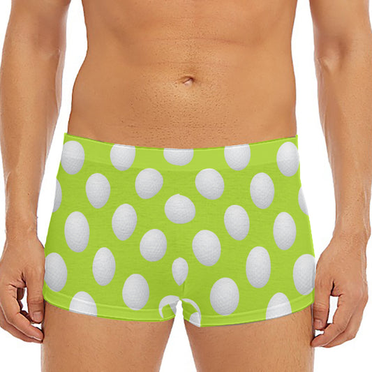 Green Golf Ball Pattern Print Men's Short Boxer Briefs