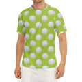 Green Golf Ball Pattern Print Men's Short Sleeve Rash Guard
