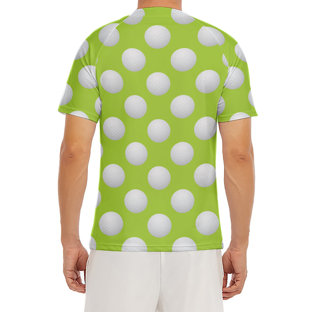 Green Golf Ball Pattern Print Men's Short Sleeve Rash Guard