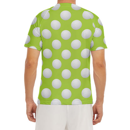 Green Golf Ball Pattern Print Men's Short Sleeve Rash Guard
