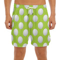 Green Golf Ball Pattern Print Men's Split Running Shorts