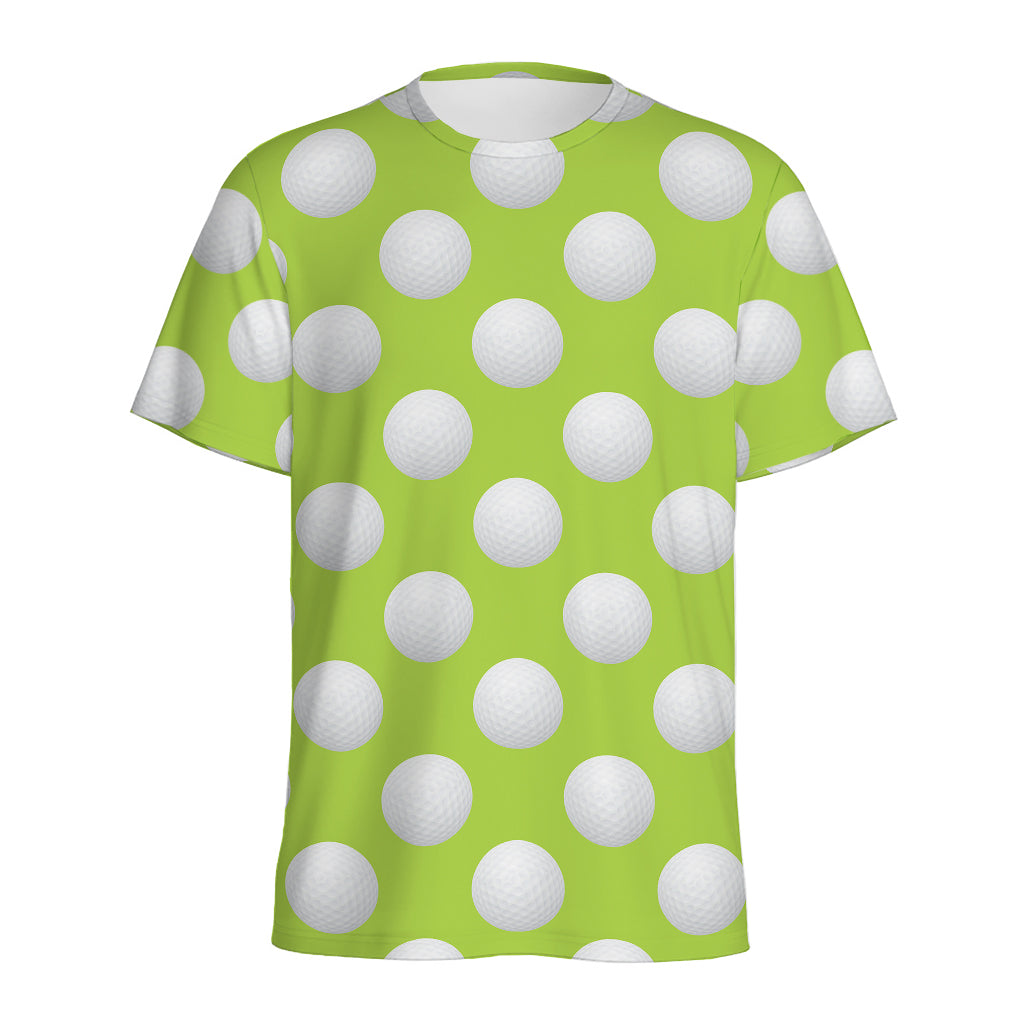 Green Golf Ball Pattern Print Men's Sports T-Shirt