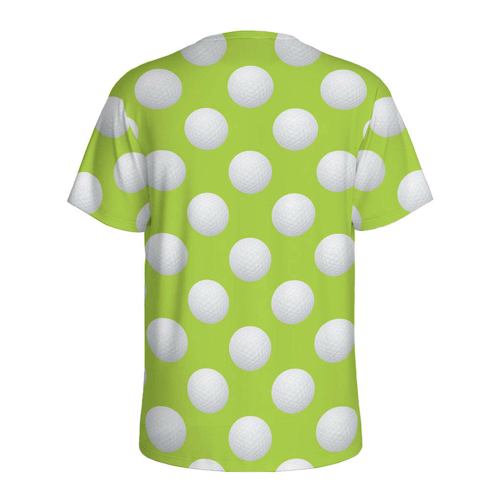 Green Golf Ball Pattern Print Men's Sports T-Shirt