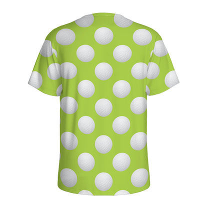 Green Golf Ball Pattern Print Men's Sports T-Shirt