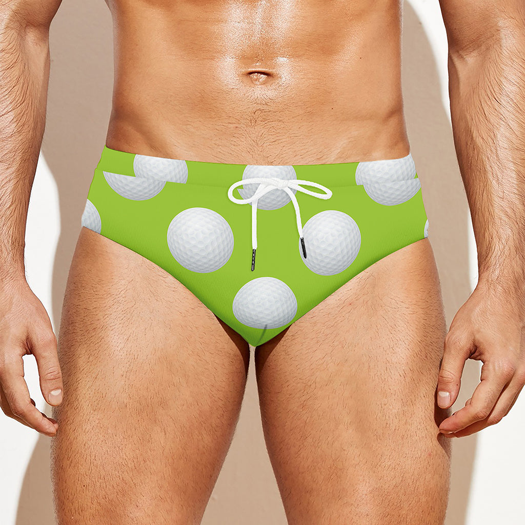 Green Golf Ball Pattern Print Men's Swim Briefs