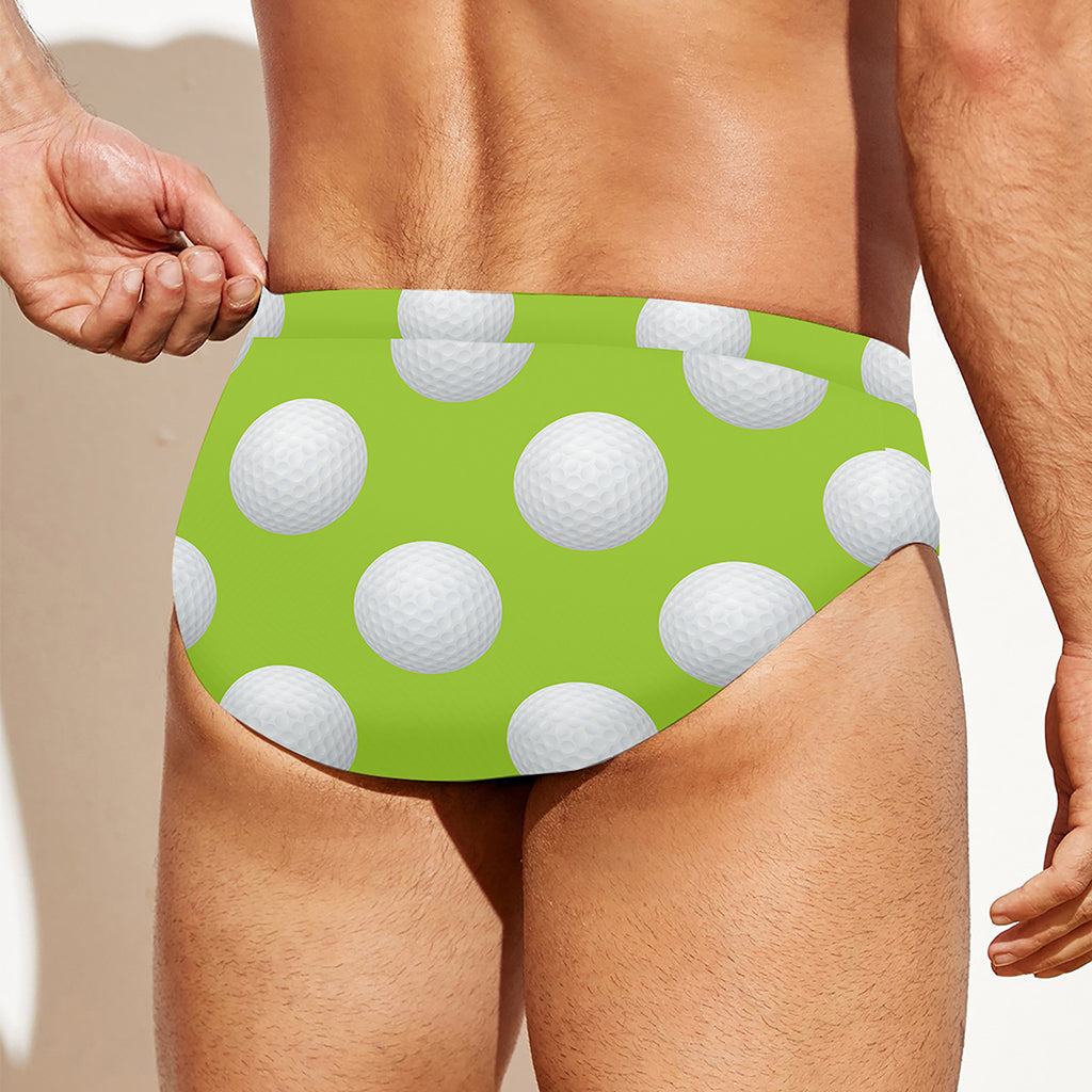 Green Golf Ball Pattern Print Men's Swim Briefs