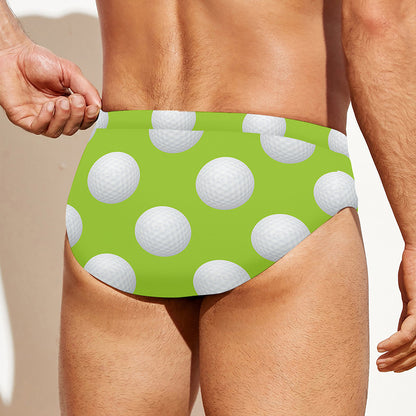 Green Golf Ball Pattern Print Men's Swim Briefs