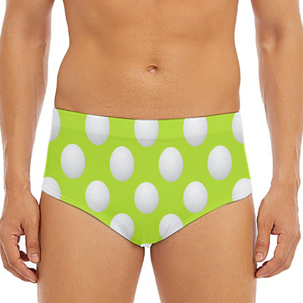 Green Golf Ball Pattern Print Men's Triangle Swim Briefs