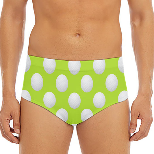 Green Golf Ball Pattern Print Men's Triangle Swim Briefs