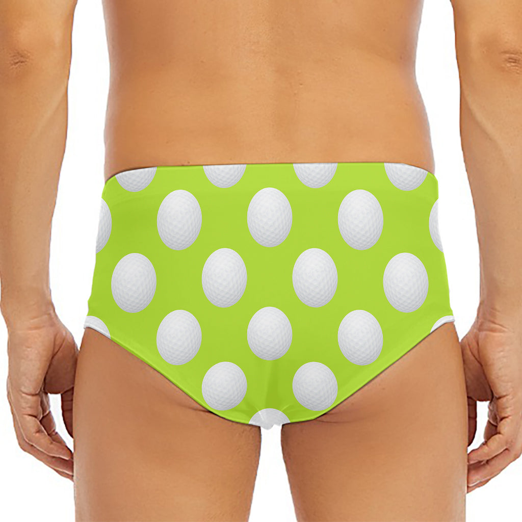 Green Golf Ball Pattern Print Men's Triangle Swim Briefs