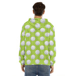 Green Golf Ball Pattern Print Men's Velvet Pullover Hoodie