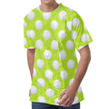 Green Golf Ball Pattern Print Men's Velvet T-Shirt