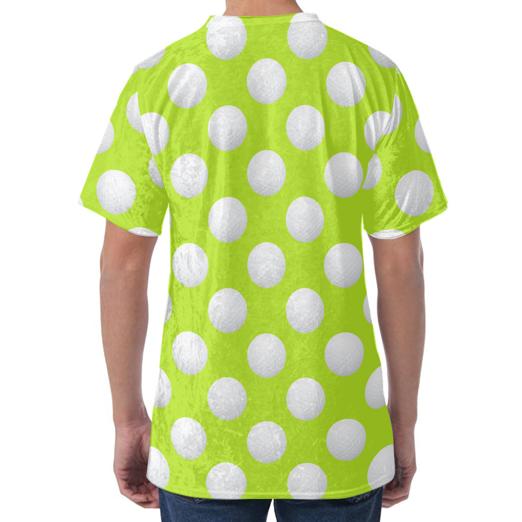 Green Golf Ball Pattern Print Men's Velvet T-Shirt