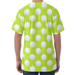 Green Golf Ball Pattern Print Men's Velvet T-Shirt