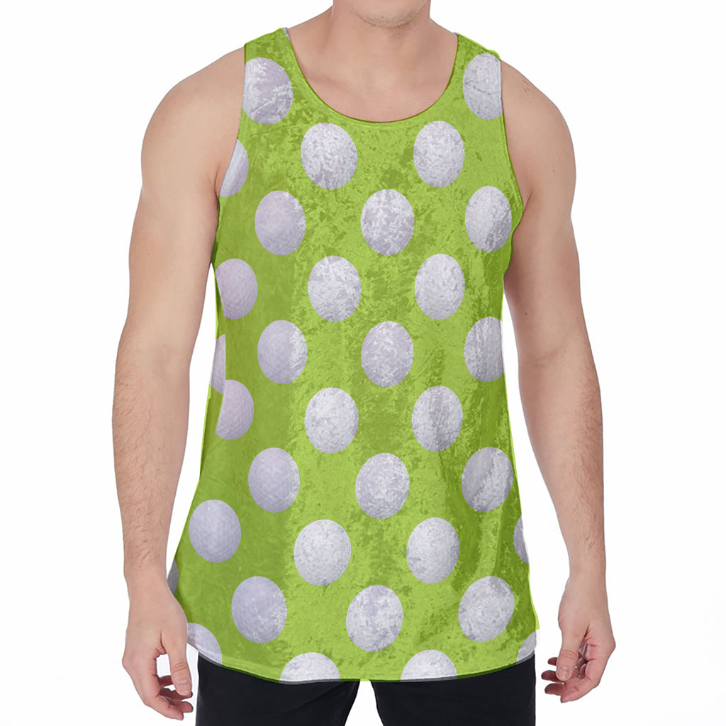 Green Golf Ball Pattern Print Men's Velvet Tank Top