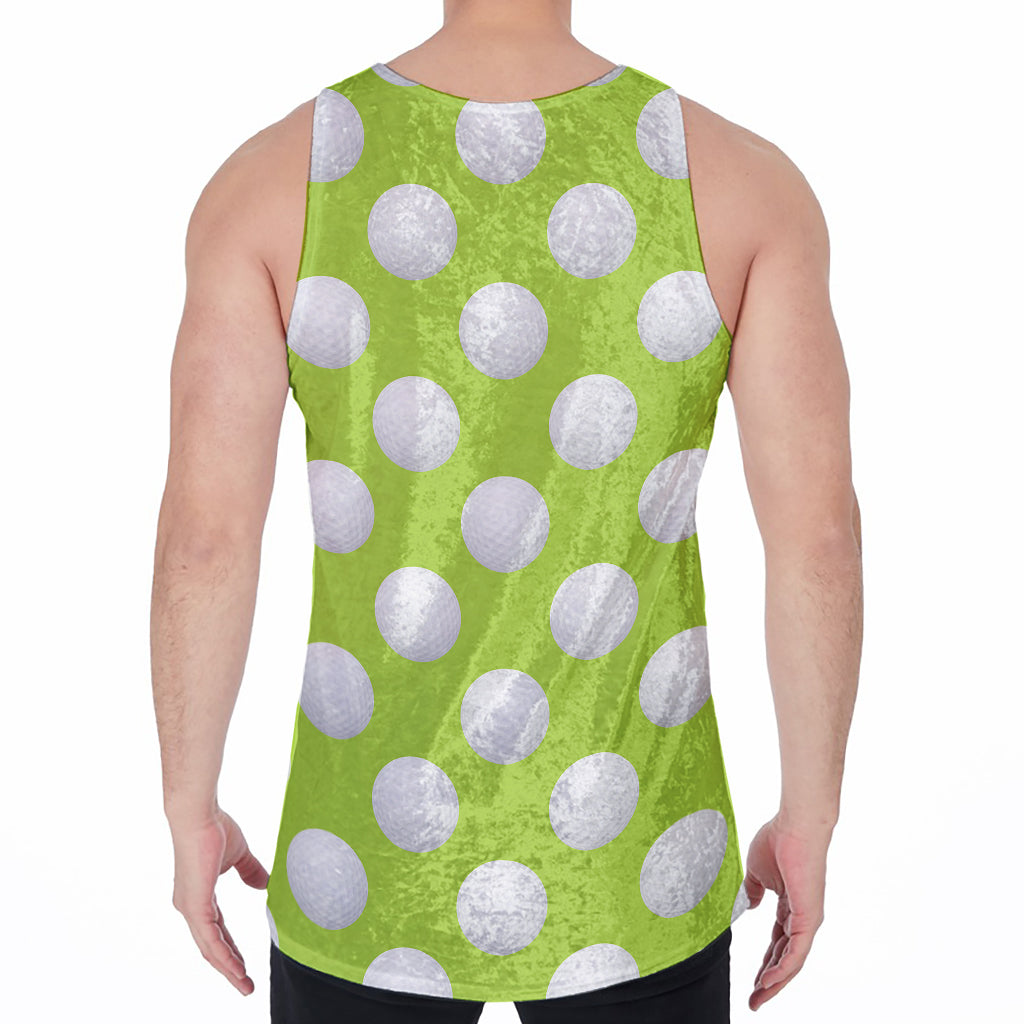 Green Golf Ball Pattern Print Men's Velvet Tank Top
