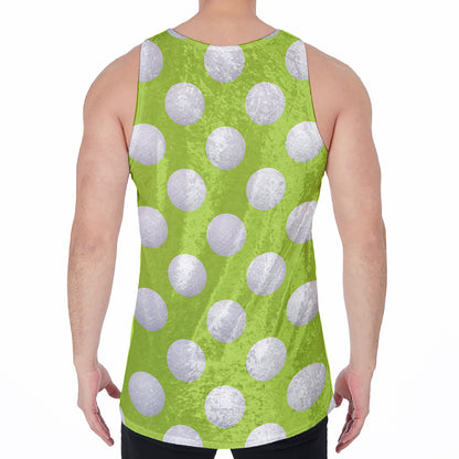 Green Golf Ball Pattern Print Men's Velvet Tank Top