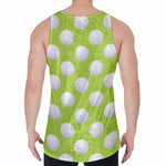 Green Golf Ball Pattern Print Men's Velvet Tank Top
