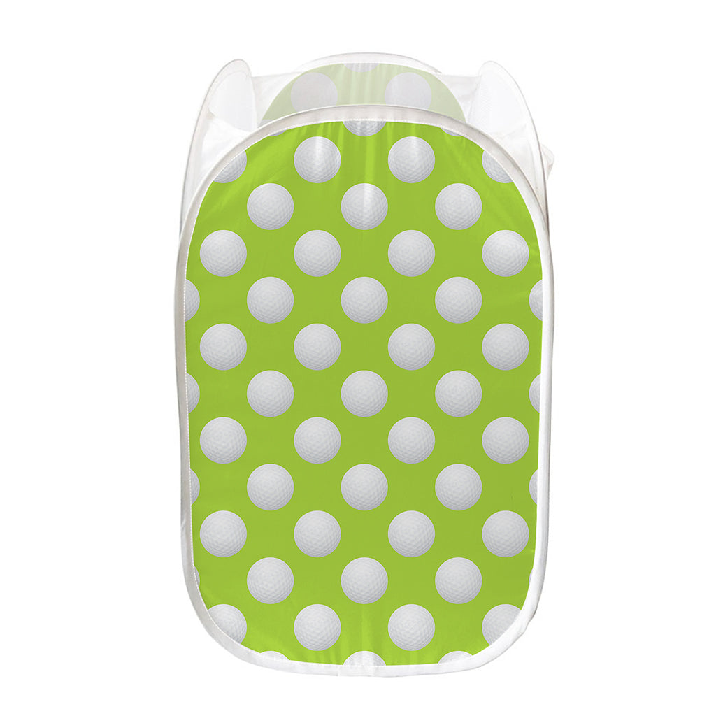 Green Golf Ball Pattern Print Mesh Laundry Hamper