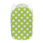 Green Golf Ball Pattern Print Mesh Laundry Hamper