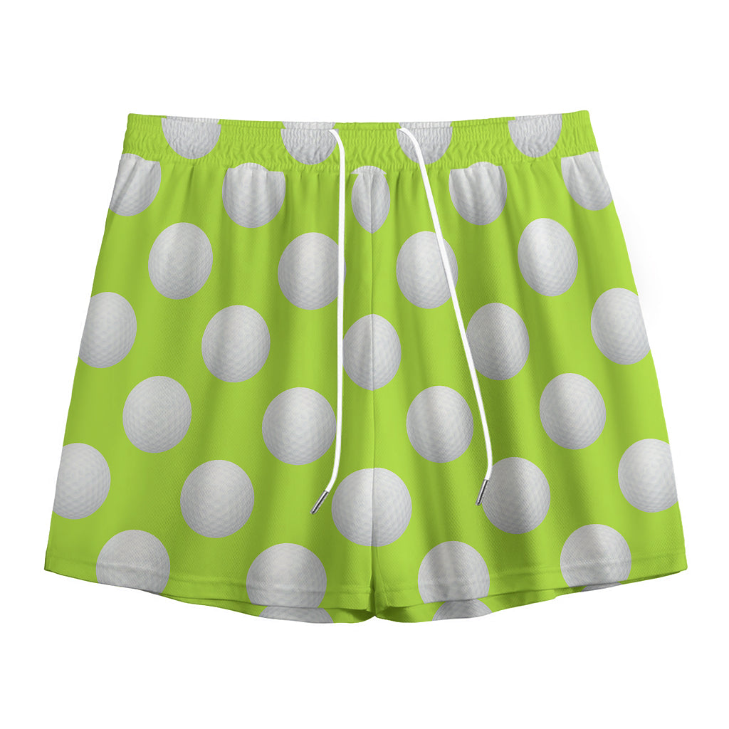 Green Golf Ball Pattern Print Mesh Shorts