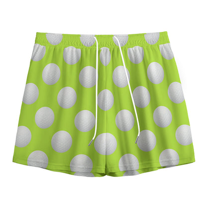 Green Golf Ball Pattern Print Mesh Shorts