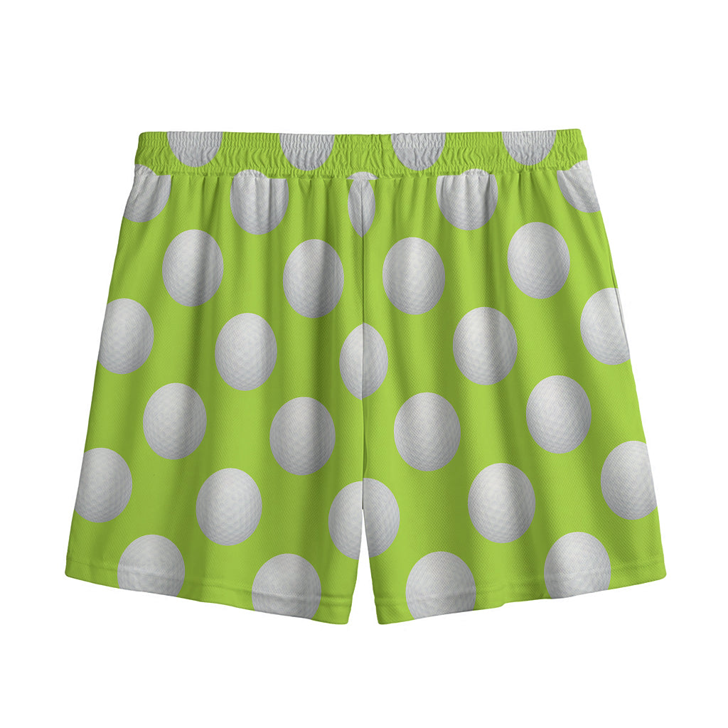 Green Golf Ball Pattern Print Mesh Shorts