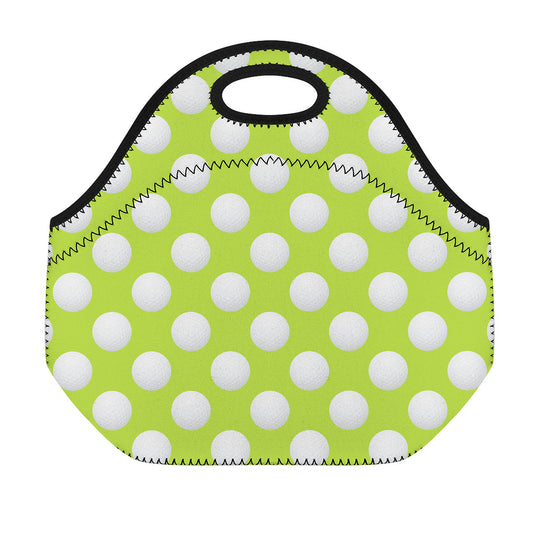 Green Golf Ball Pattern Print Neoprene Lunch Bag