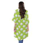 Green Golf Ball Pattern Print Open Front Beach Cover Up