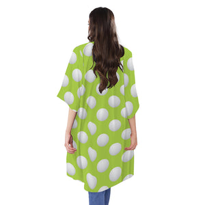 Green Golf Ball Pattern Print Open Front Beach Cover Up