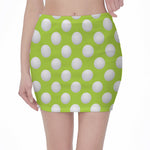 Green Golf Ball Pattern Print Pencil Mini Skirt