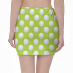 Green Golf Ball Pattern Print Pencil Mini Skirt