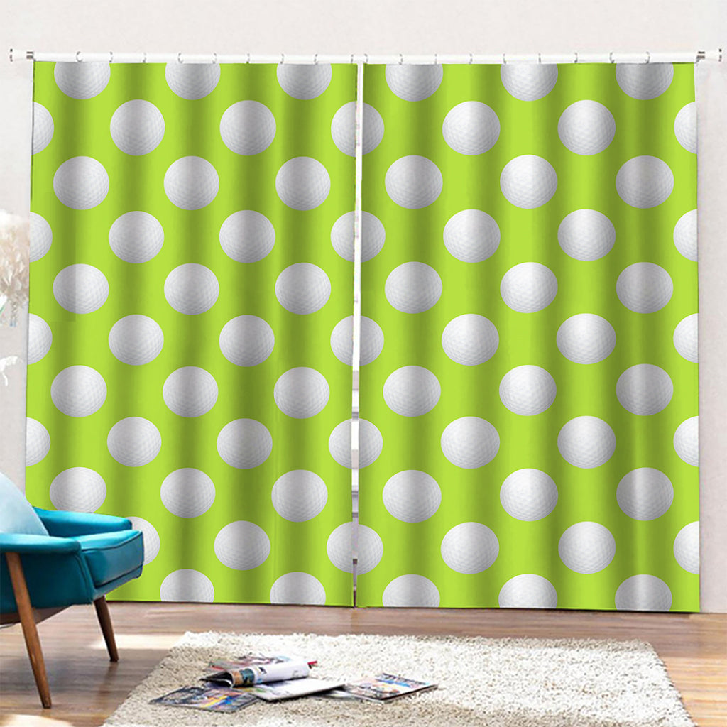 Green Golf Ball Pattern Print Pencil Pleat Curtains