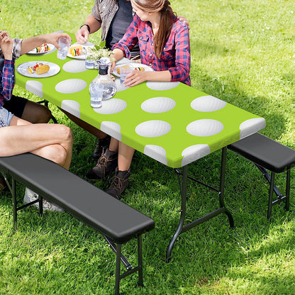 Green Golf Ball Pattern Print Picnic Table Cover