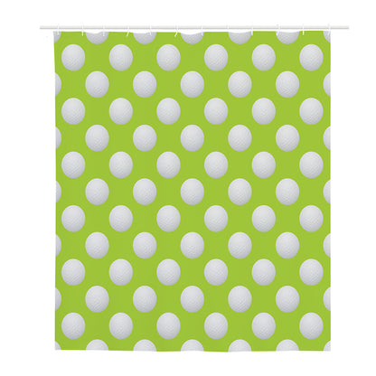 Green Golf Ball Pattern Print Polyester Shower Curtain