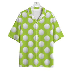 Green Golf Ball Pattern Print Rayon Hawaiian Shirt