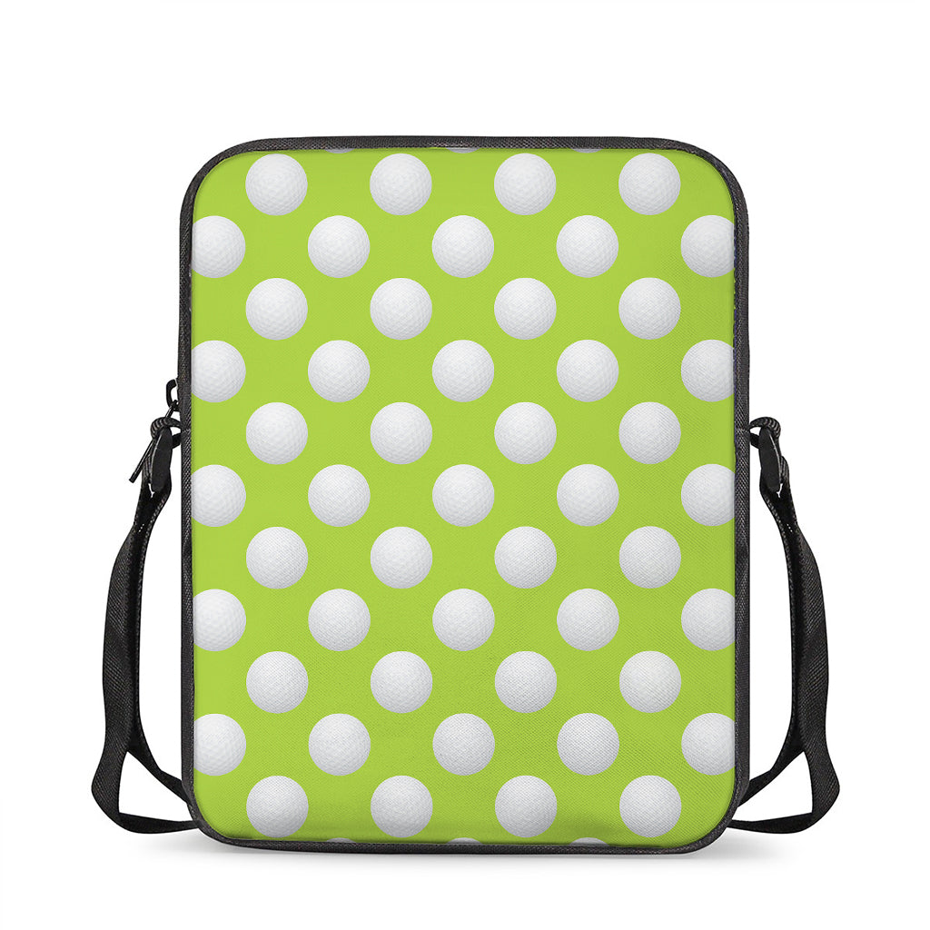 Green Golf Ball Pattern Print Rectangular Crossbody Bag