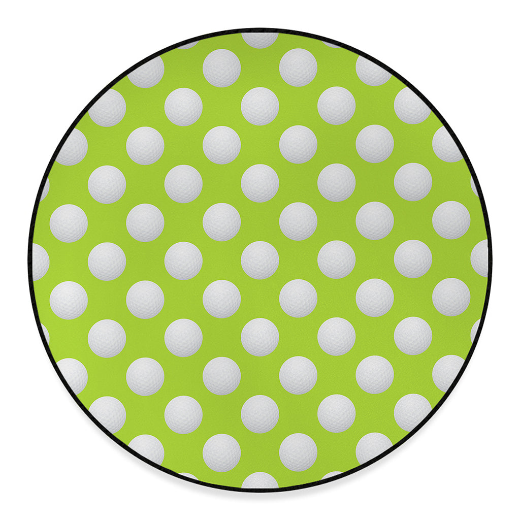 Green Golf Ball Pattern Print Round Floor Mat