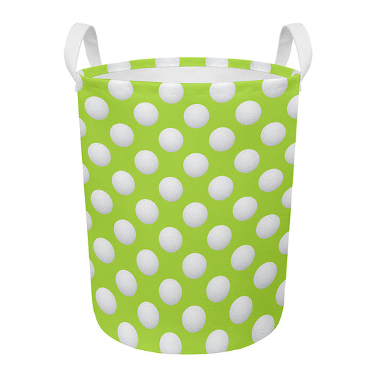 Green Golf Ball Pattern Print Round Laundry Basket