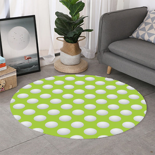 Green Golf Ball Pattern Print Round Rug