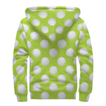 Green Golf Ball Pattern Print Sherpa Lined Zip Up Hoodie