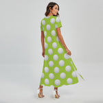 Green Golf Ball Pattern Print Short Sleeve Maxi Dress