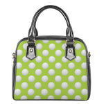 Green Golf Ball Pattern Print Shoulder Handbag